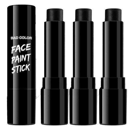BADCOLOR 3PCS Black Face Body Paint Stick Set for Adults, Non-Toxic Hypoallergenic Eye Black Sticks for Halloween Baseball, Softball, Football, Lacrosse, Soccer, Hockey