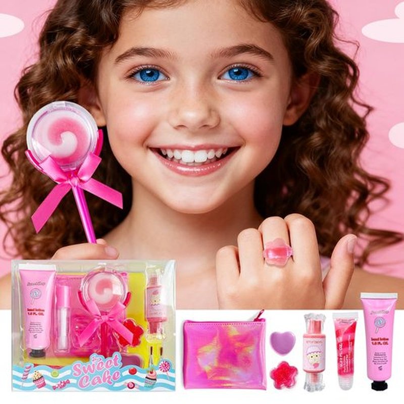M&U MAKE YOU UP Lip Gloss Set - 11-Piece Girls' Lip Care Collection with Ice Cream & Lollipop Shapes