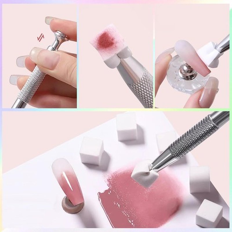 Qzqetet Patting Gel Polish, 9 Colors Ombre Gel Nail Polish with 100 Pcs Soft Nail Sponges and Grabbing Pen for Pigment Pat Kit Aura Nails