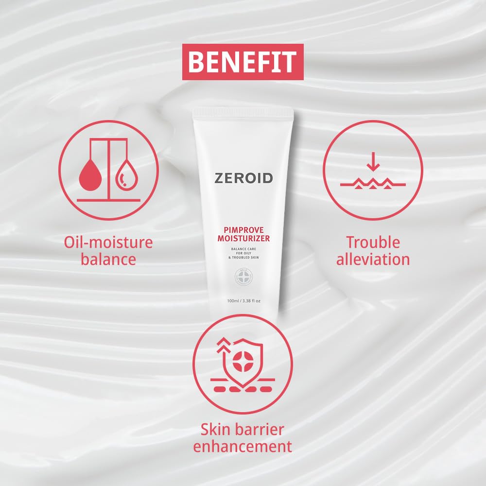 ZEROID | Pimprove Moisturizer Cream | Hyaluronic Acid Moisturizer Face Cream | Korean Face Lotion for Women and Men | Korean Skin Care | Skin Barrier Moisturizing Facial Care | 3.38 fl oz (100ml)