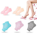 TEAWOO 5 Pairs Moisturizing Socks (2 Silicone Socks & 3 Heel Socks) for Dry Cracked Feet, Spa Gel Socks Foot Care After Pedicure, Toeless Socks to Soften and Hydrate Feet Heels