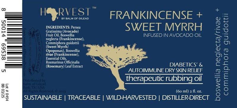 Balm of Gilead Therapeutic Rubbing Oil - Frankincense & Sweet Myrrh for Diabetic & Autoimmune Dry Skin Relief, 2 fl oz