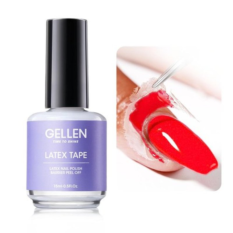 Gellen Liquid Latex | Peel Off Cuticle Guard for Nail Polish | 15ml Skin Barrier Protector, White