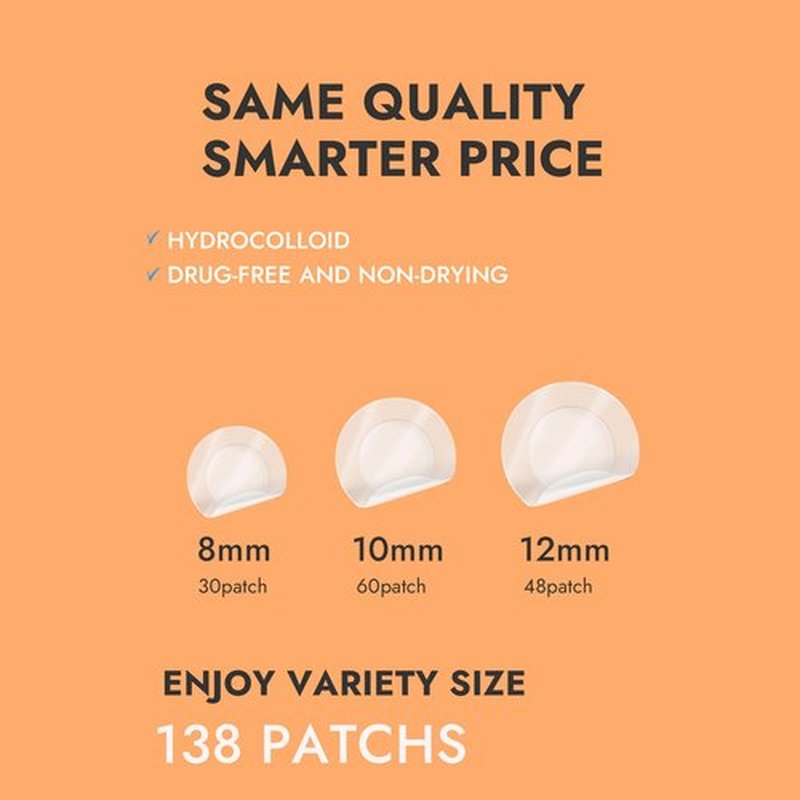 Epielle Over-Zit Acne Clear Patches 138 Count, Hydrocolloid Acne Pimple Patch for Covering Zits and Blemishes
