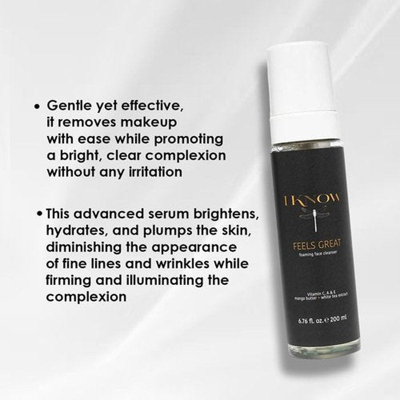 IKNOW FEELS GREAT Foaming Face Cleanser, Gentle Facial Cleanser for Deep Cleansing, Refreshing Skin Care, and Daily Face Wash, Hydrating and Moisturizing Face Wash (6.76 OZ)