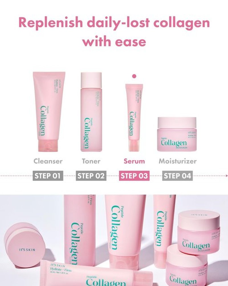 It's Skin Peptide Collagen Serum 1.35 fl oz | Fine Lines and Wrinkles Serum | Organic Skin Care & Hydrating Serum for Face | Collagen Firming Serum for Dry Skin | Korean Skin Care Collagen Face Serum