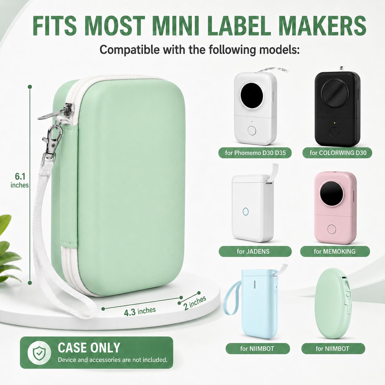 PAIYULE Case Compatible with Phomemo D30 D35 M02/ M02S/ M02 for NELKO Label Maker, for NIIMBOT for JADENS for Memoking for SUPVAN Labeler Sticker Storage Holder Tape Paper Roll (Box Only)(Green)