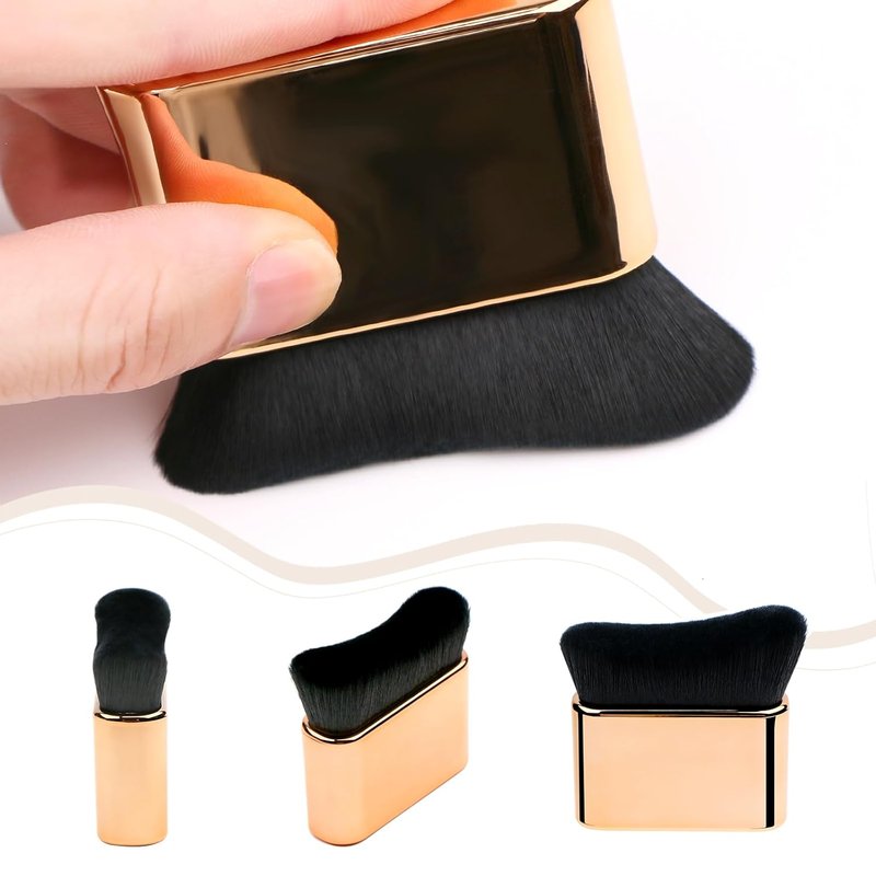 UNIMEIX Self Tanner Brush - Kabuki Applicator for Flawless Spray Tan Blending | Light Gold Finish