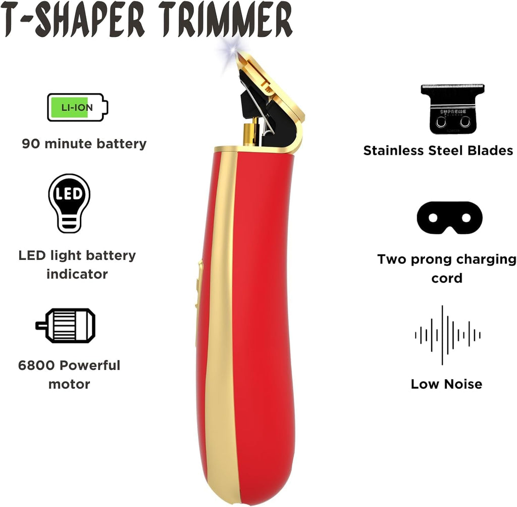 Supreme Trimmer Professional T Shaper | Cordless Hair & Beard Liner for Men | Low Noise, Precision Edger Clippers | Ideal for Sensitive Skin, Kids & Elderly | Barber & Home Use