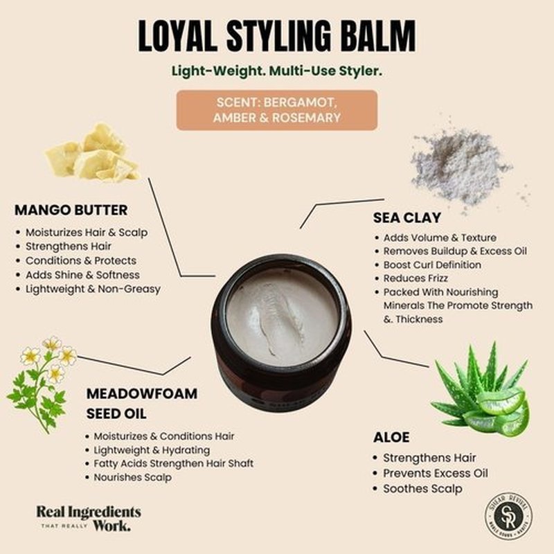 Shear Revival Loyal Styling Balm Pomade for Men & Women - Light Hold, Natural Finish for All Hair Types, 99% Natural Ingredients, Bergamot, Amber & Rosemary Scent, Travel Friendly 3.4oz