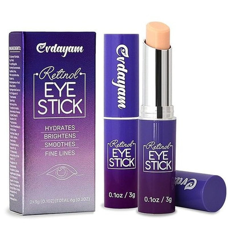 Retinol Eye Stick & Caffeine Under Eye Brightener – Under Eye Balm Stick for Dark Circles, Puffiness, Eye Bags, Wrinkles & Fine Lines, Cooling Under Eye Stick, 2 Pack