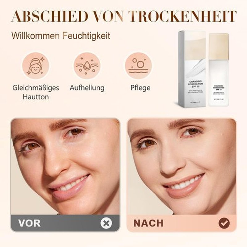 Skiennix Color Changing Foundation - Lightweight Liquid Concealer for Mature Skin | Universal Tone (1pcs)