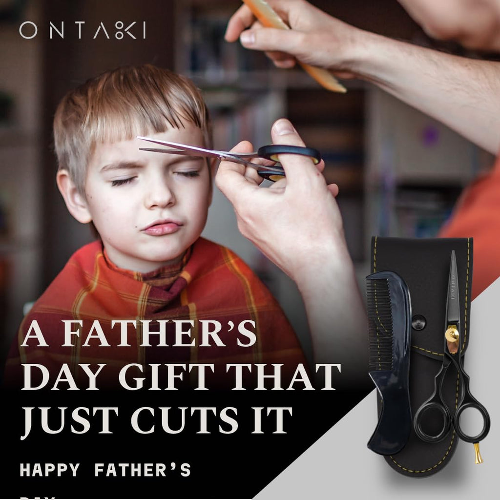 Ontaki Hair Scissors & Thinning Shears Kit - 7 in, Silver, Japanese Steel - Precision Hair Cutting Scissors - Ergonomic Comfort Grip with Thinning Shear - Includes Styling Comb & Pouch