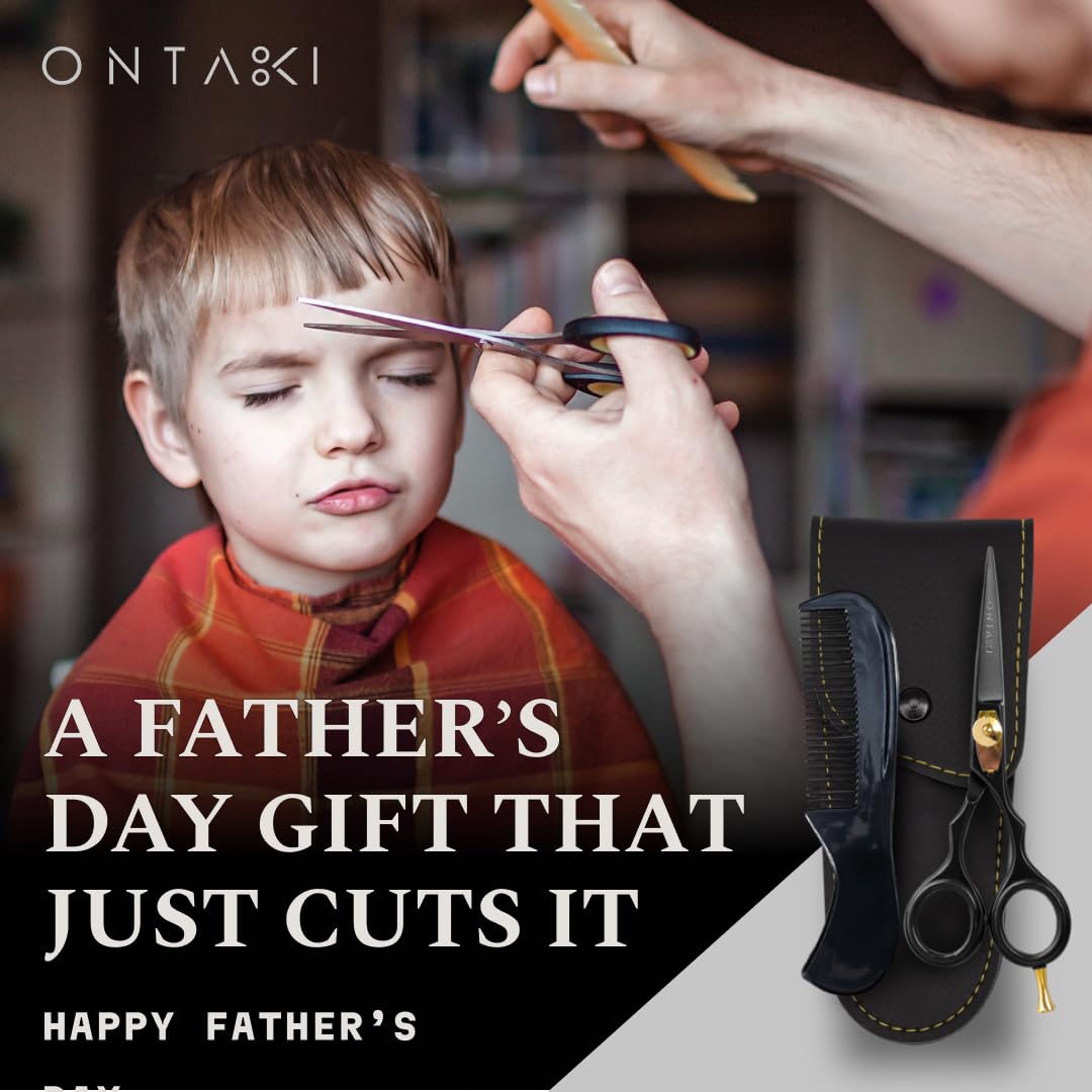 Ontaki Hair Scissors & Thinning Shears Kit - 7 in, Silver, Japanese Steel - Precision Hair Cutting Scissors - Ergonomic Comfort Grip with Thinning Shear - Includes Styling Comb & Pouch