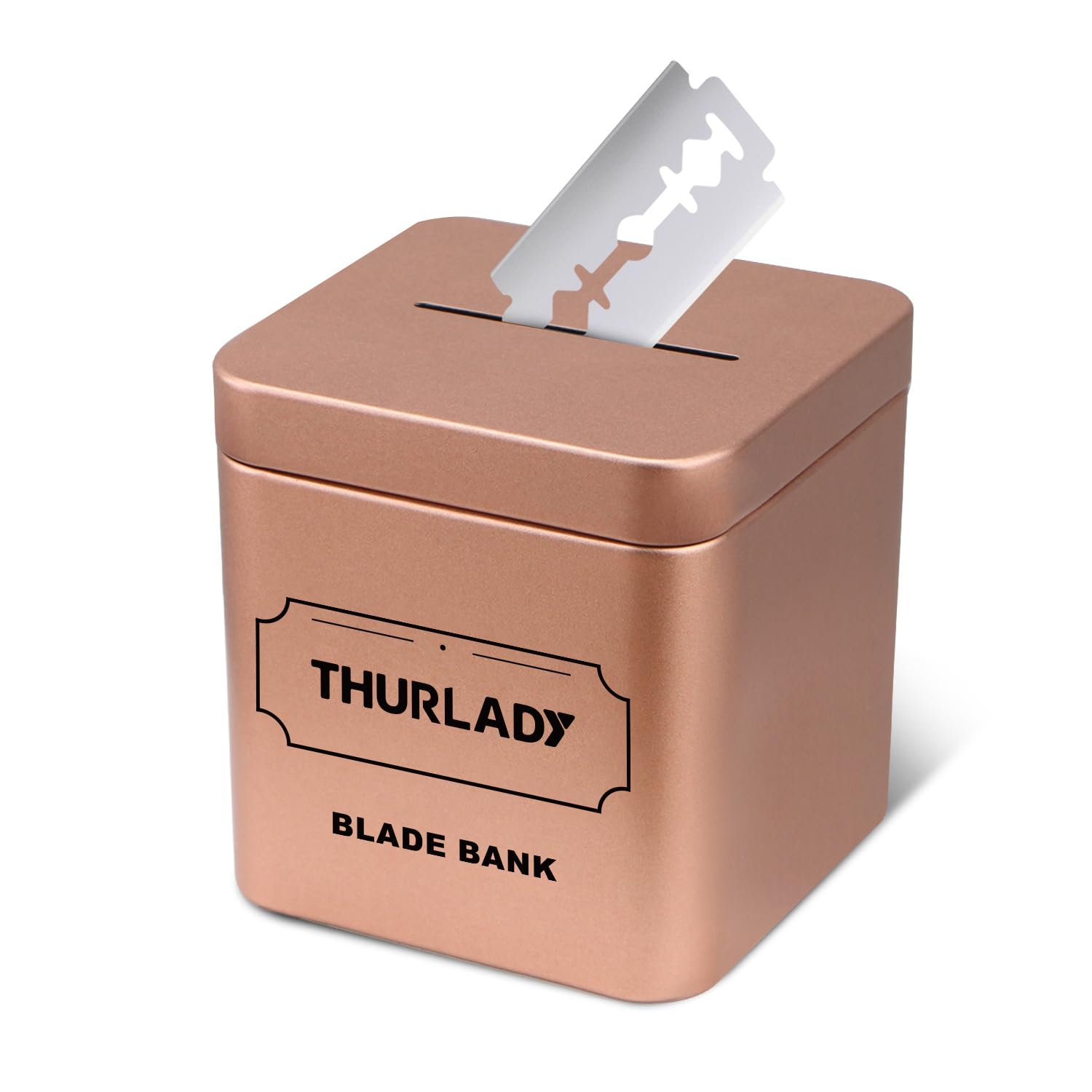 THURLADY Razor Blade Disposal Container, Rose Gold, Large Capacity, Holds Over 500 Blades, Safe & Recyclable