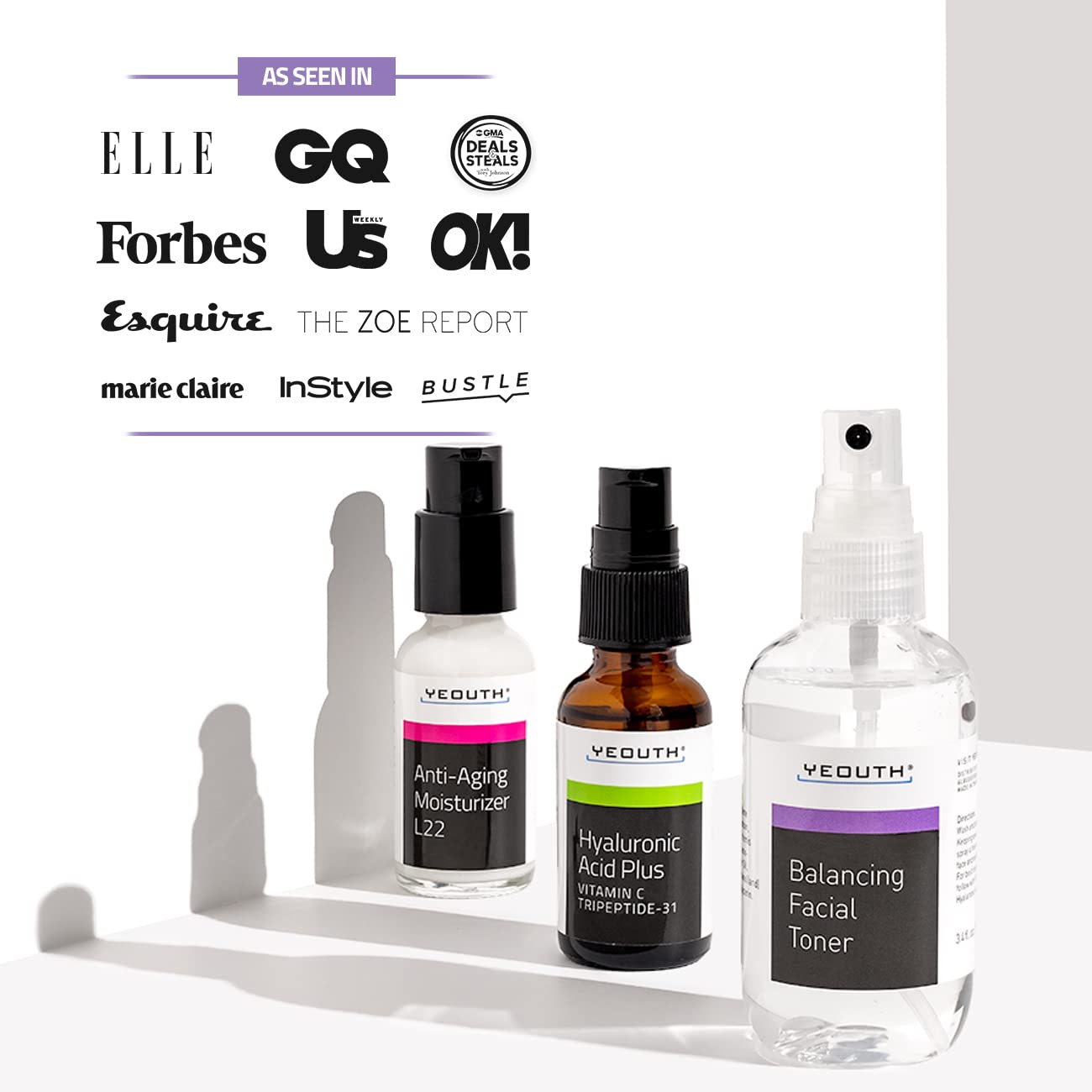 YEOUTH Valentine's Day Skin Care Set - Hydrating Hyaluronic Acid Serum & Vitamin C Toner | 3-Piece Facial Gift Set
