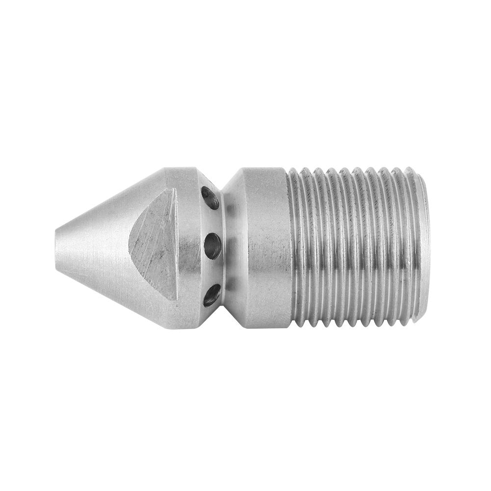Stainless Steel SS304 Drain Cleaning Nozzle Pressure Washer Sewer Jetter Nozzle 3/8" Male Thread Pressure Sewer Jet Cleaning Water Pipe Drain Jetter Nozzle - 250 Bar