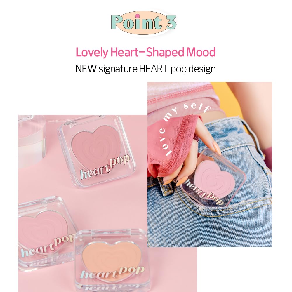 ETUDE Heart Pop Duo Blush, Sweet Beige Pink Cheek Colors, Natural Radiance & Glossy Finish, Layering Formula, Compact 0.2 oz – Lovely Frappe