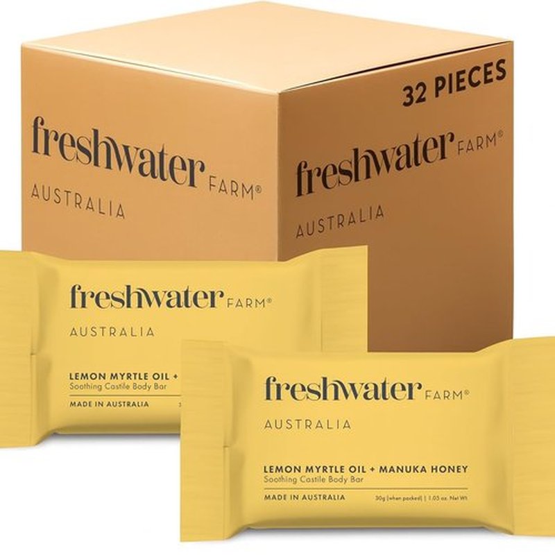 Freshwater Farm Australia Guest Soap Bars|Lemon Myrtle Oil & Manuka Honey Guest Soaps/Mini Soaps | Triple-Milled| 30g x 32 pack for Hotels & Airbnb