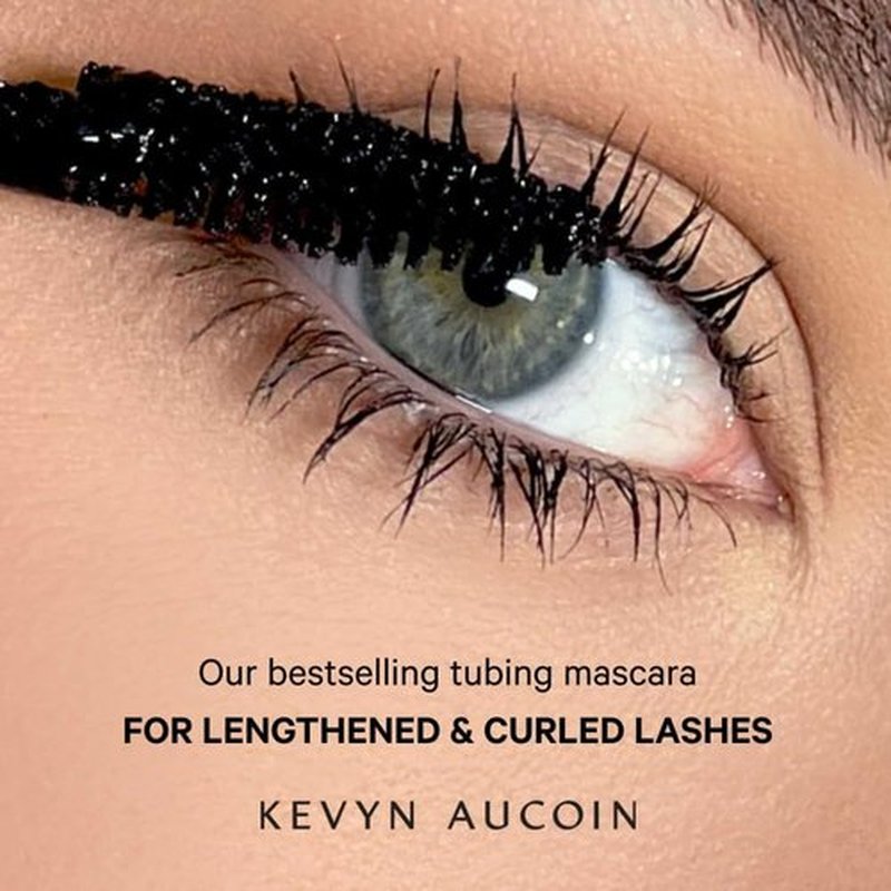 Kevyn Aucoin Curling Mascara - Black | Volume-Enhancing, Clump-Free Formula | Easy Water Removal, 0.18 Oz