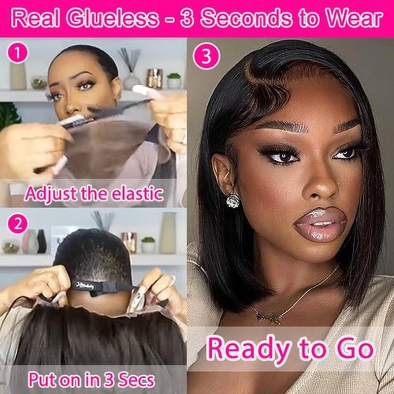 CYSDRH Bob Wig Human Hair Full 13x6 HD Lace Front Bob Wigs Pre Bleached Invisible Knots 200% Density Glueless Wigs Human Hair Pre Plucked Pre Cut Natural Hairline - 12 Inch Short Wigs for Black Women