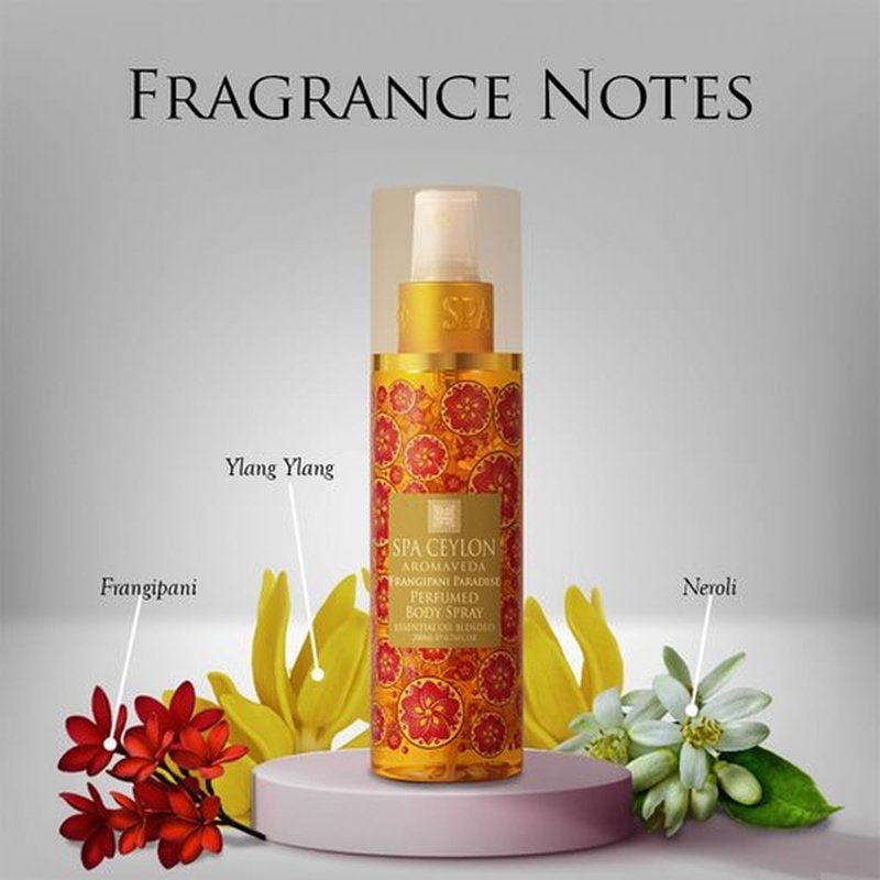 SPA CEYLON Frangipani Paradise Body Spray - Tropical Floral Fragrance Mist with Frangipani & Jasmine