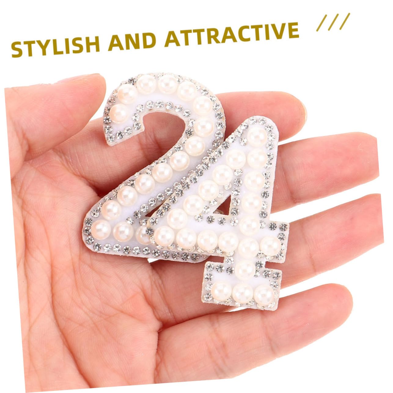 Angoily Number Stickers, 10PCS Bling Rhinestone Pearl Iron-On Patches DIY Faux Pearl Number Applique for Clothing Shoes Coat Patches, Gem Stickers, Dazzling Embellishments for Fashion Projects