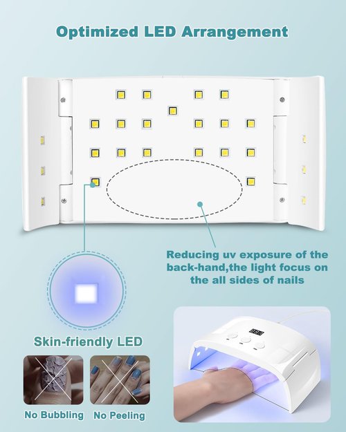 Lotifie UV Led Nail Lamp Curing Light Dryer for Gel Nails,Roomy but not Bulky Foldable Design, 3 Timers & LCD Display,for Gel Nail Polish Builder Rhinestone Glue (White Lamp Pro)