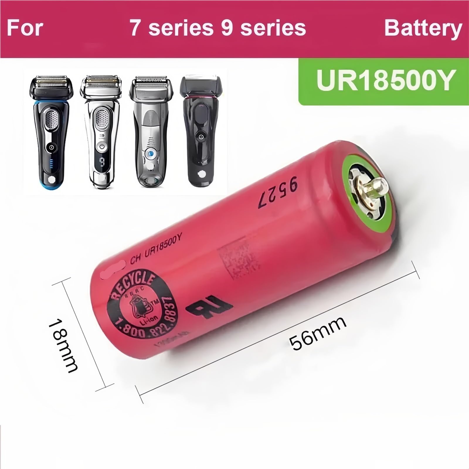 1300mAh Rechargeable Lithium Battery 3.7v. Compatible with Braun Shaver. 720s-4 790cc-4 S5/S7/S9 Series(2 pcs)