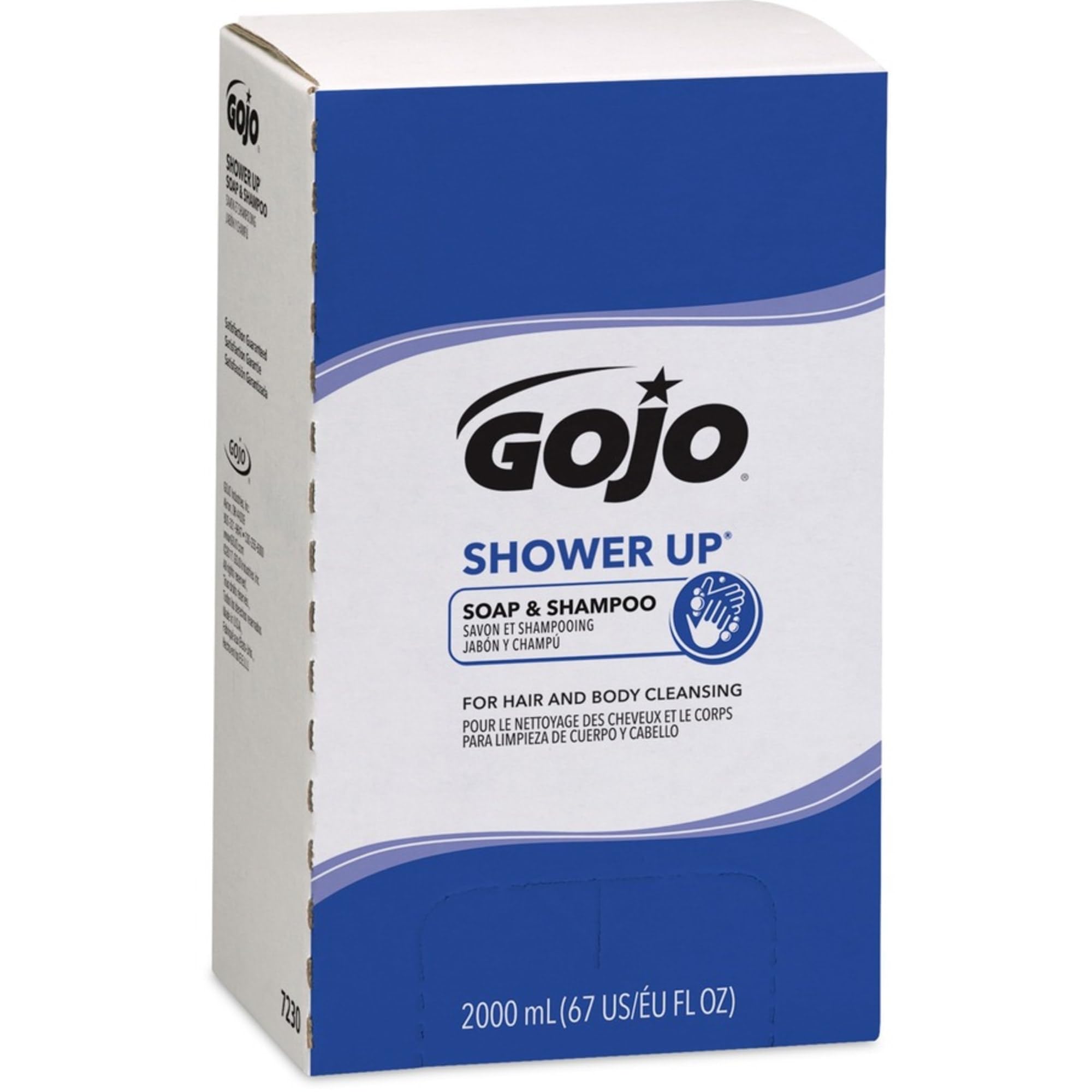 GOJO SHOWER UP Soap & Shampoo Clean Fragrance, 2000 mL Soap/Shampoo Refill PRO TDX Push-Style Dispenser (Pack of 4) - 7230-04