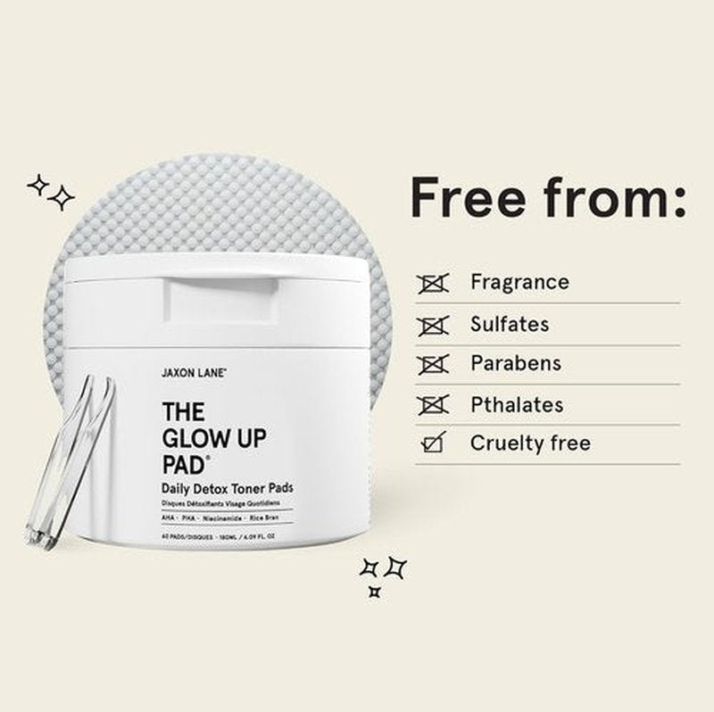 THE GLOW UP Rice Toner Pads - Daily Exfoliating Facial Pads with Centella, AHA, PHA & Niacinamide for Brightening & Radiance