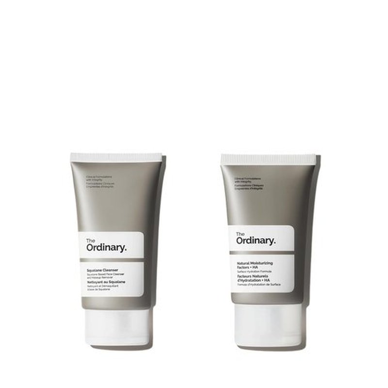 The Ordinary Travel Skincare Essentials Set - Squalane Cleanser & Moisturizing Factors + HA (1.7oz & 1oz)