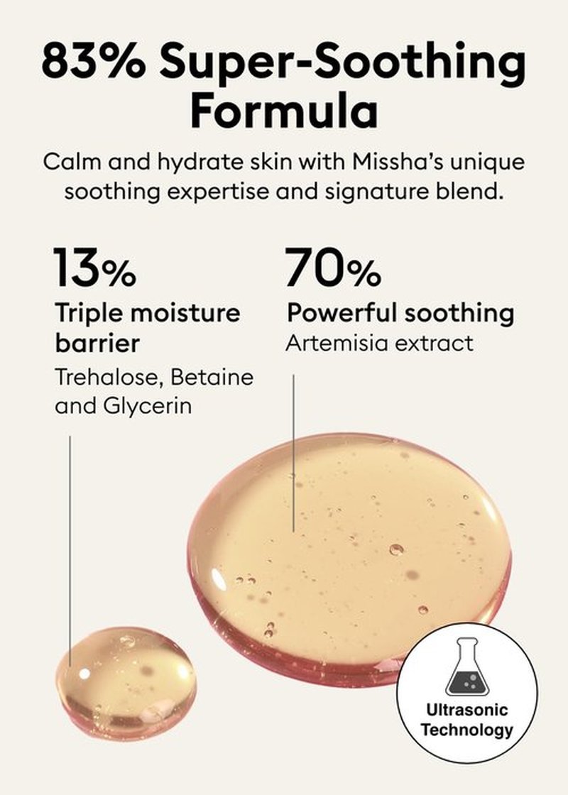 MISSHA Artemisia Calming Ampoule 1.69 Fl oz / 50ml - Face Serum for Sensitive Skin, Korean Skin Care with Double-Fermented Mugwort Extract, Soothes Redness, Acne & Irritation