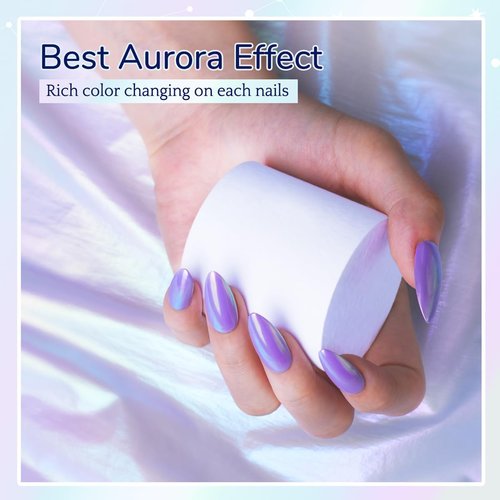 Pretty Diva Aurora Chrome Nail Powder - Mermaid Unicorn Chrome Nails Powder Aurora Iridescent Chrome Powder for Nails Mica Powder Manicure Pigment