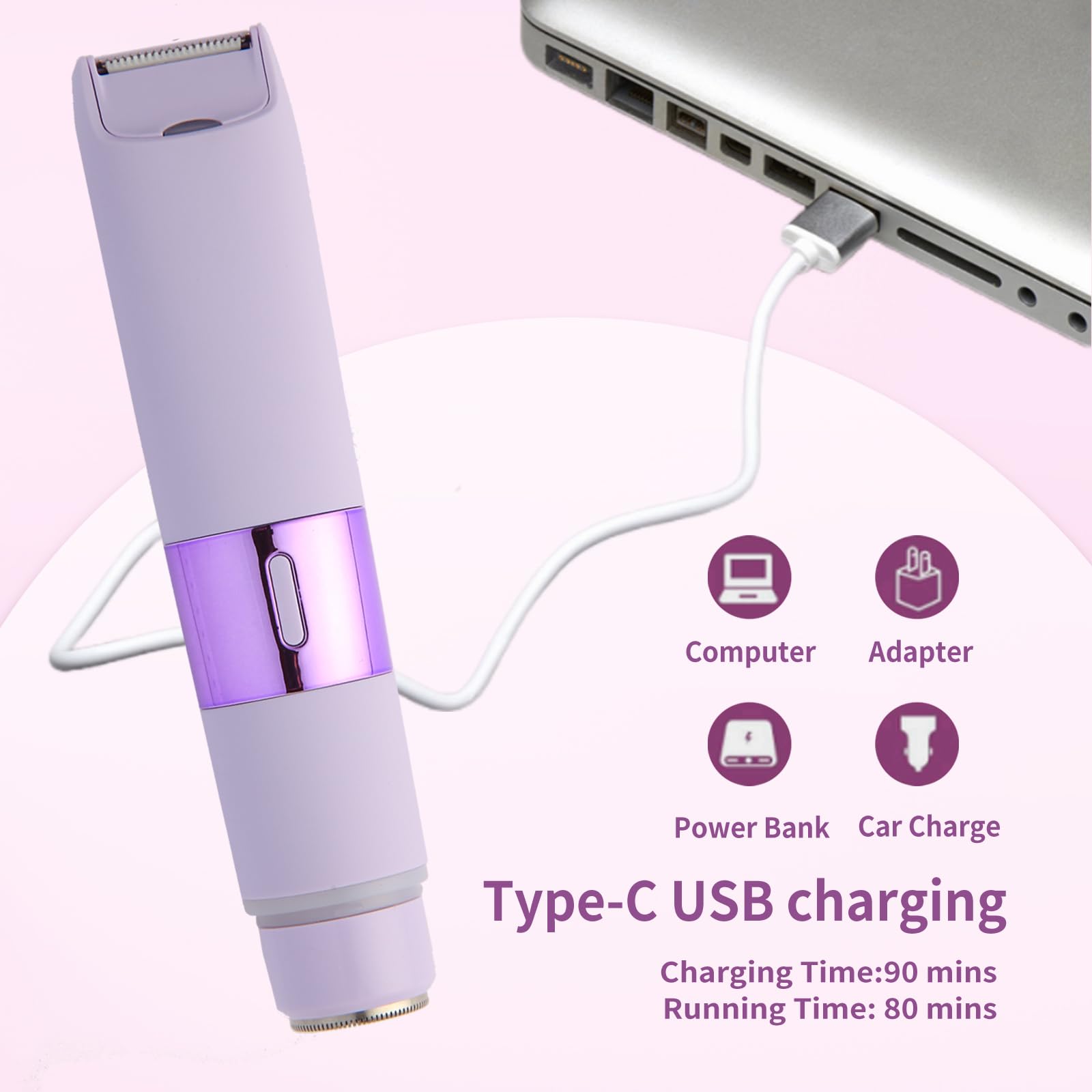 XYOUWEI Bikini Trimmer for Women, 2-in-1 Electric Razor for Womens, Rechargeable Electric Shaver for Legs Arms Pubic Body Hair Trimmer