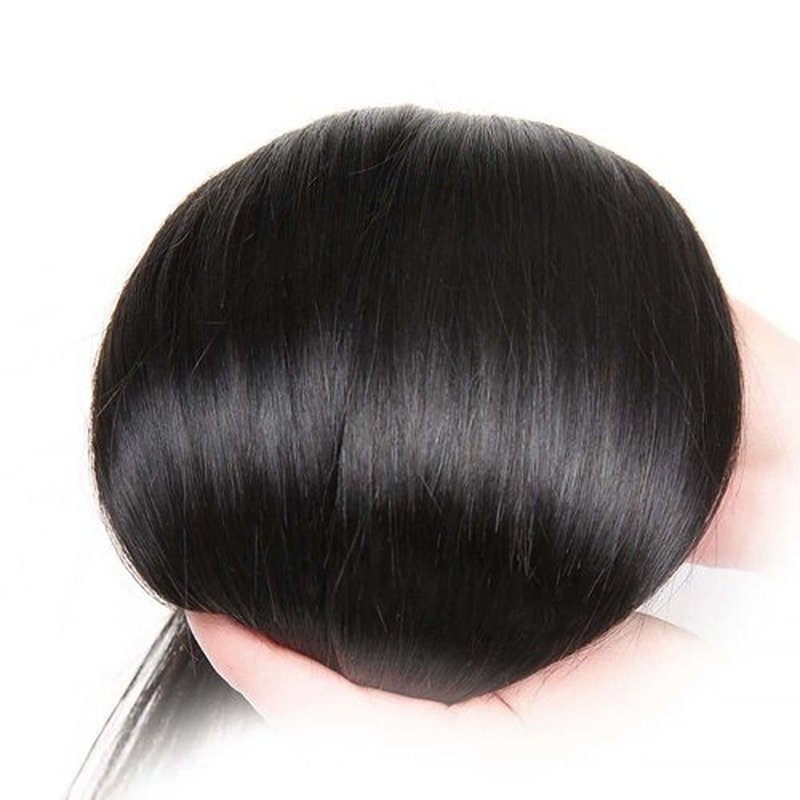 Straight Human Hair Bundles Color #1B Natural Black 14 16 18 Inch 3 Bundles Human Hair Straight Weave Unprocessed Virgin Hair Extensions 50 Gram Per Bundle