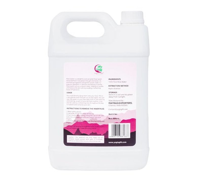 100% Pure Rose Water 1 Gallon (128 fl oz) | for Face & Hair | Alcohol Free & Artificial Coloring Free | by Yogi's Gift®