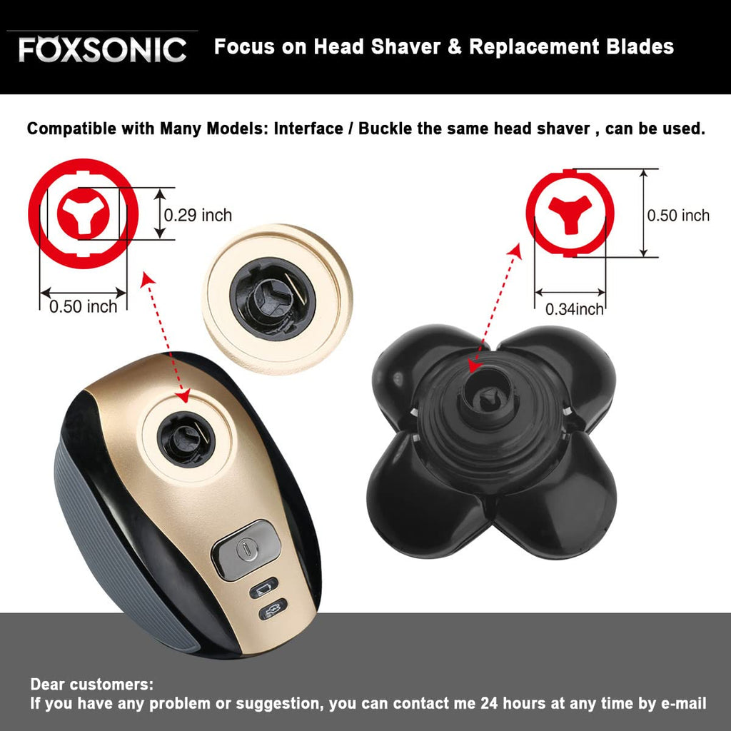 Universa 5 Blades Replacement Heads for Mainstream head shaver brands, Head Shaver Replacement Blades (5 Gold)