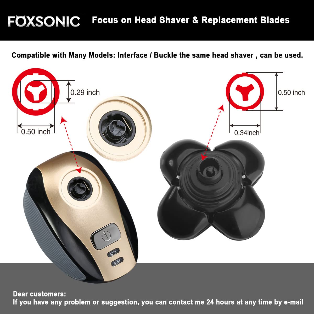 Universa 5 Blades Replacement Heads for Mainstream head shaver brands, Head Shaver Replacement Blades (5 Gold)