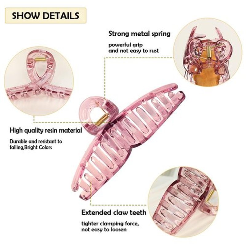 6pcs Large 4.7inch Acrylic Jelly Hair Claws for Women - Strong Hold Clips for Thick, Curly & Thin Hair, Wonderful Gift, Super Cute Colors