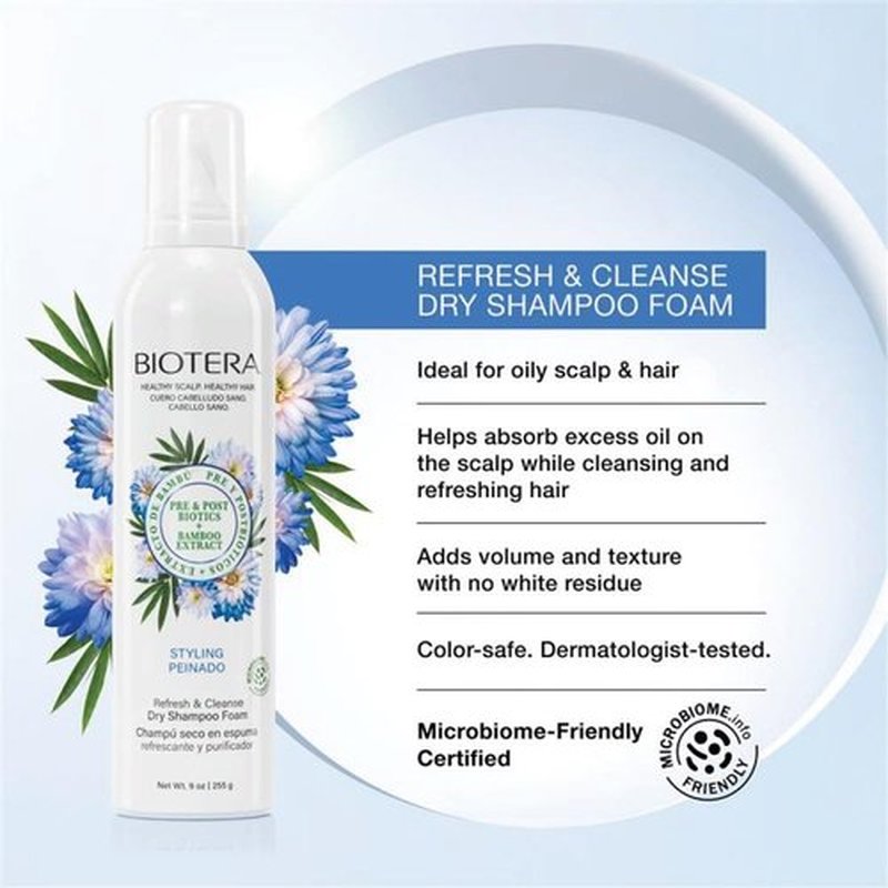 Biotera Refresh & Cleanse Dry Shampoo Foam - Oily Scalp Relief | Vegan, Paraben-Free | 9 Fl Oz