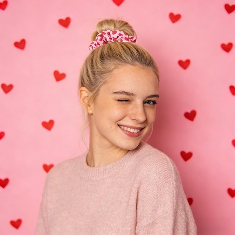 Semato Galentines Day Gifts for Girls 16 Pcs Pink Scrunchies Valentines Gifts Hair Ties Scrunchies for Women Girls Party Favors
