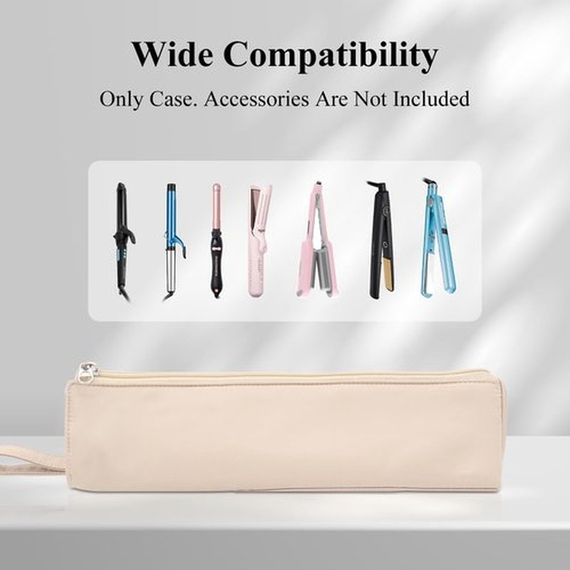 Boweike Hair Tools Travel Bag for T3 SinglePass Curl X, Heat Resistant Curling Iron Case for Bio Ionic, Hair Tool Organizer for Home and Travel (Apricot)