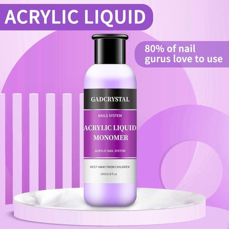 Gadcrystal Monomer Acrylic Nail Liquid,Nail Acrylic Liquid 240ml/8fl.oz,Acrylic Liquid for Nails,Acrylic Liquid Monomer,Acrylic Liquid for Acrylic Powder Nails Extension for Nail Art Manicure DIY