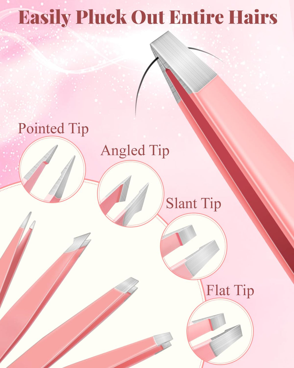 MORGLES Eyebrow Tweezers for Women Facial Hair, 10 in 1 Eyebrow Kit with Pimple Popper and Blackhead Remover Tools, Precision Ingrown Hair Tweezers Set with Travel Bag, Grooming Beauty Set