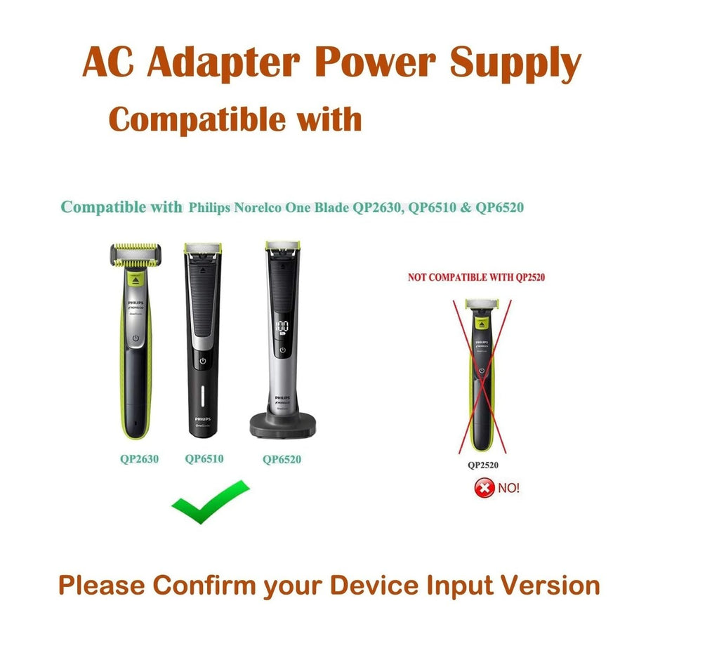 15V Charger for Philips Norelco Oneblade Trimmer 8900 QP6510 70 QP6520