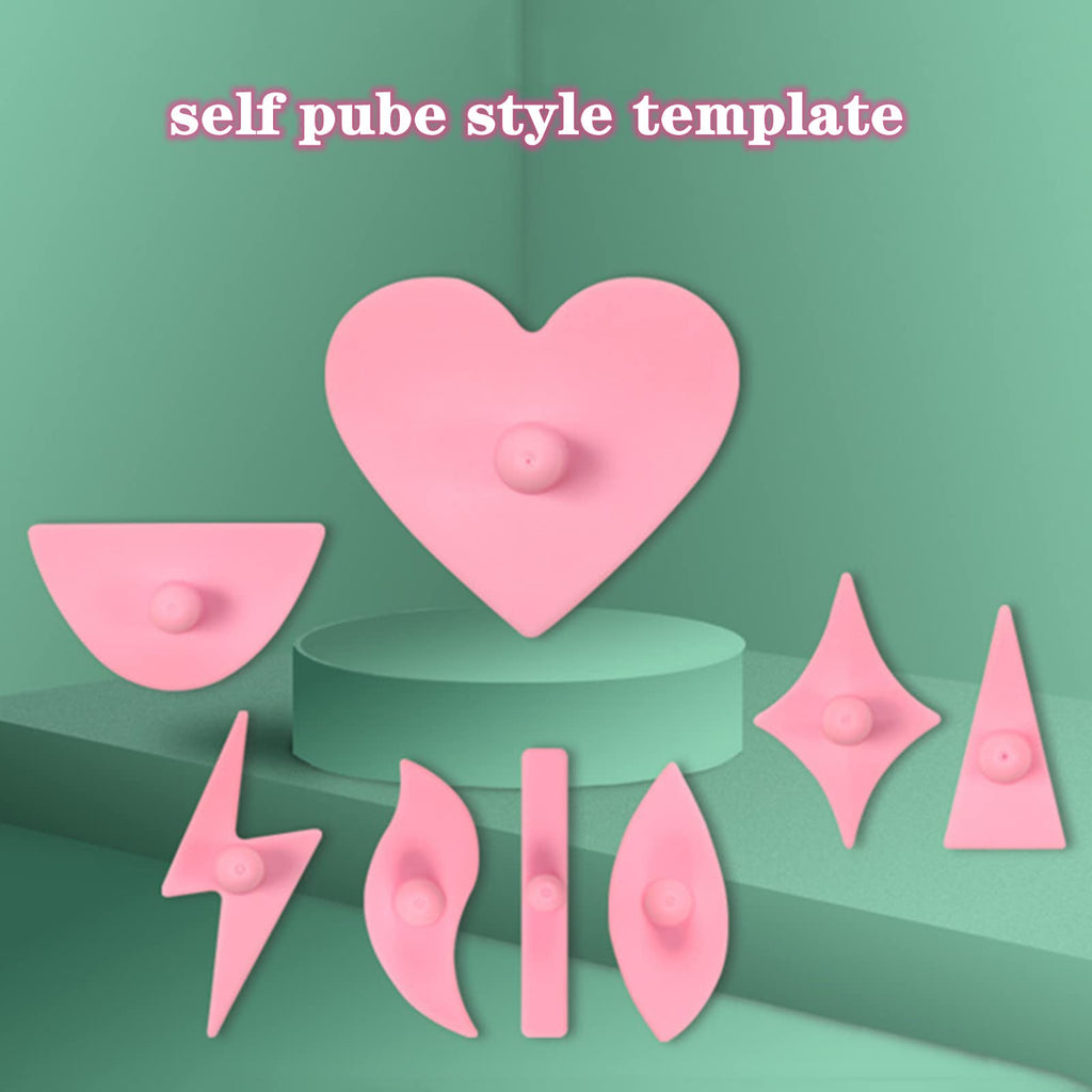 VSTSERIES 9pcs Pubic Hair Trimmer Stencil,Bikini Shaving Model,Private Area Style Shape Tool,Pube Clipping Template,Charming Intimate Part Pattern,Softly Rubber,Handle Design