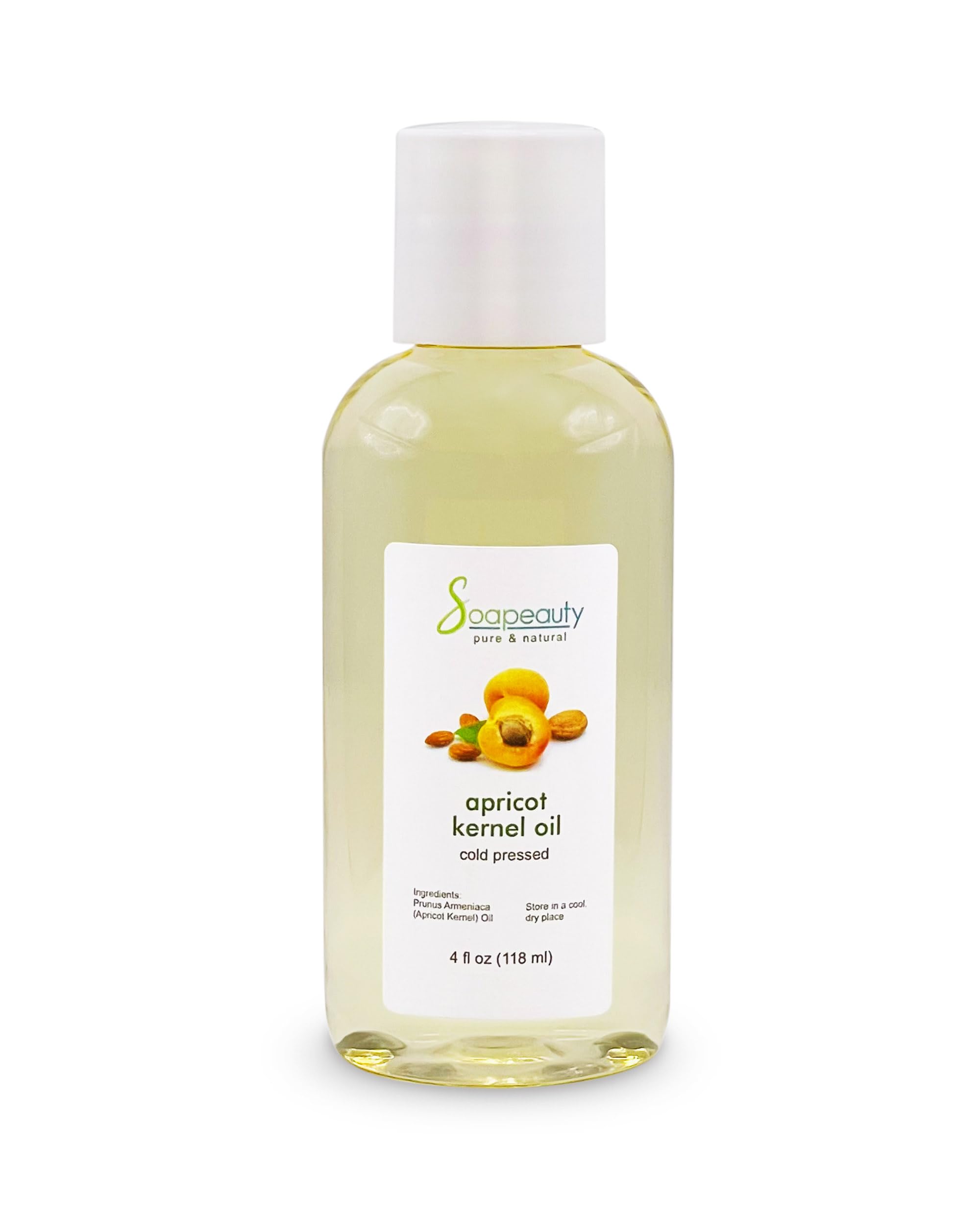 Soapeauty APRICOT KERNEL OIL Cold Pressed 100% Pure Natural Apricot Oil for Skin, Face, Hair Carrier for Essential Oils, Massage | 4 OZ