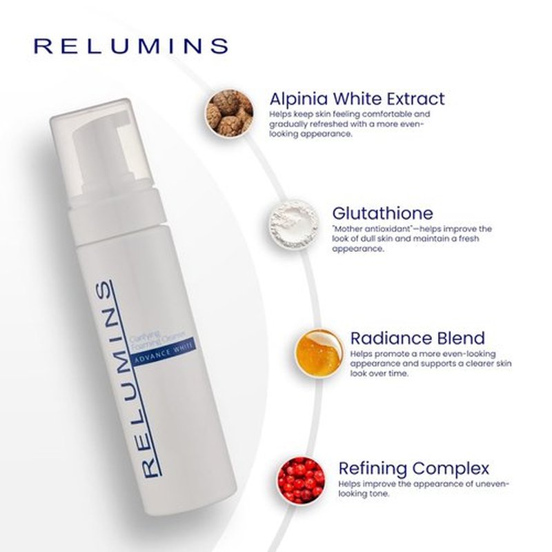 Relumins Advance Clarifying Foaming Cleanser - Gentle Facial Cleanser for Sensitive Skin | Removes Dirt & Makeup – 200ml