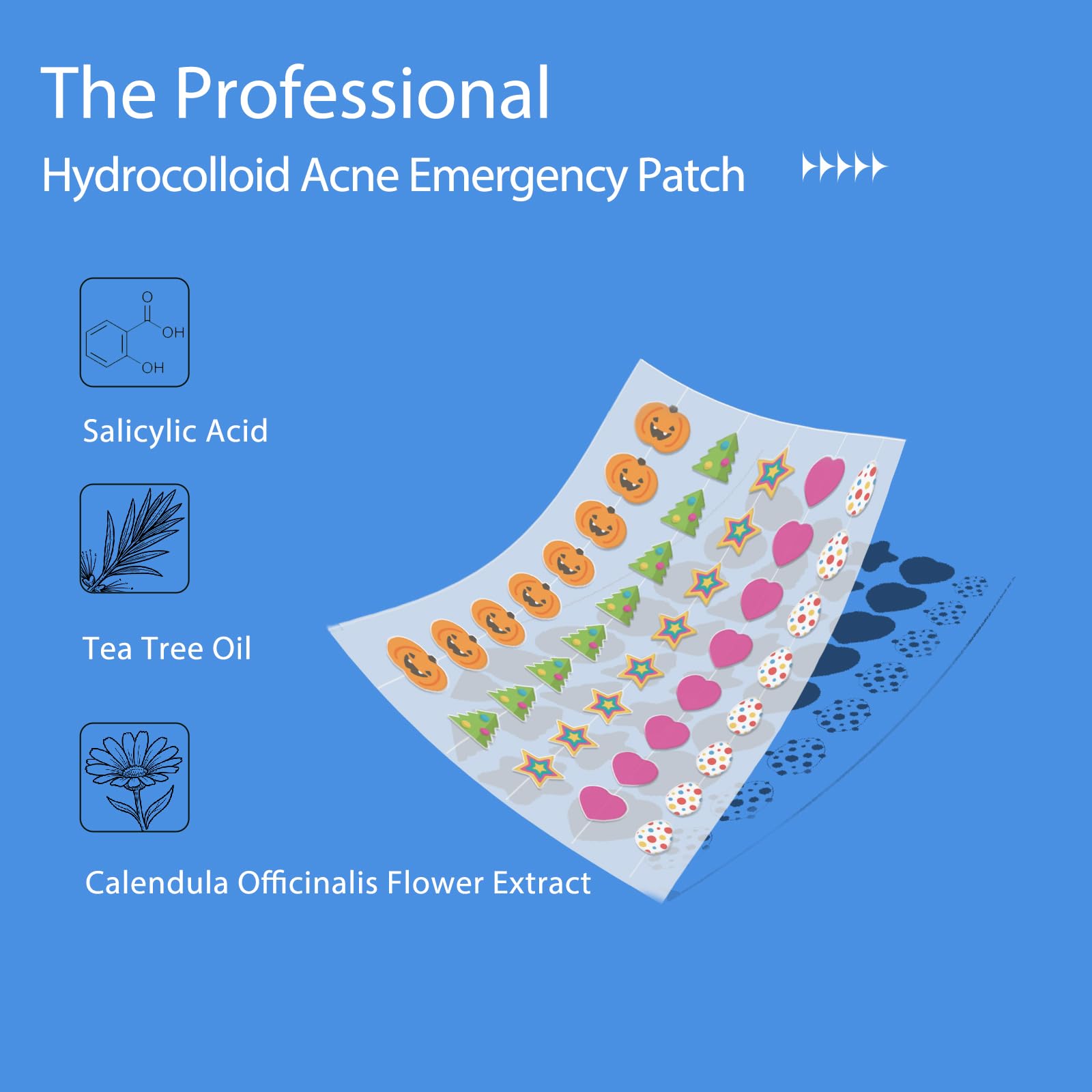 Anchiray Festival Theme Acne Patches, Acne Treatment for Face, Hydrocolloid Pimple Patches for Big Holidays, Easter, Halloween, Thanksgiving, Christmas, Heart and Star, All Skin Types, 80 Counts